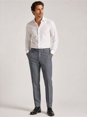 Men's Suit Supply Slim Dress Pants 100 % Wool Light Gray